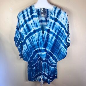 Young Fabulous & Broke Women's Blue Tie-Dye Romper Size Large Summer Travel